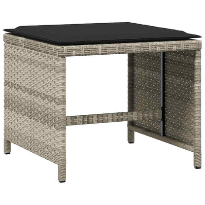vidaXL 15 Piece Garden Dining Set with Cushions Light Grey Poly Rattan
