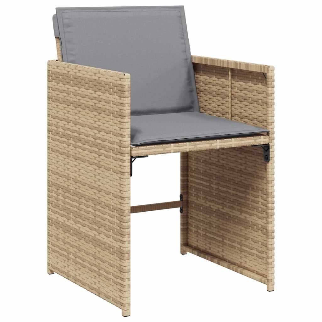 vidaXL 15 Piece Garden Dining Set with Cushions Mix Beige Poly Rattan
