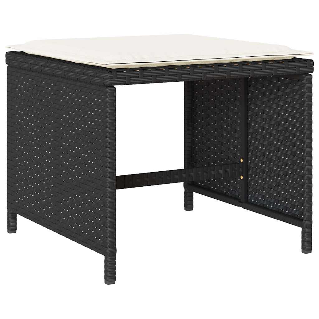 vidaXL 17 Piece Garden Dining Set with Cushions Black Poly Rattan