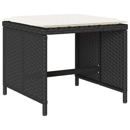 vidaXL 17 Piece Garden Dining Set with Cushions Black Poly Rattan