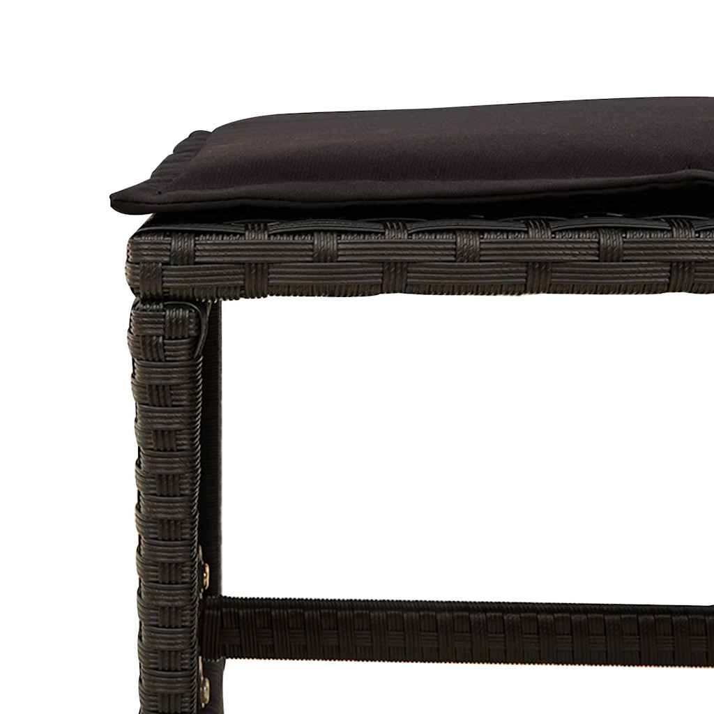 vidaXL 17 Piece Garden Dining Set with Cushions Black Poly Rattan