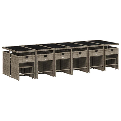 vidaXL Garden Dining Set | Grey | PE rattan | Large | Collapsible