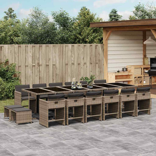 vidaXL Garden Dining Set | Grey | PE rattan | Large | Collapsible