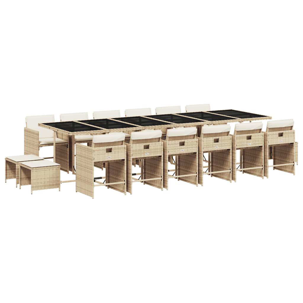 vidaXL Garden Dining Set | Beige with Cream White Cushions