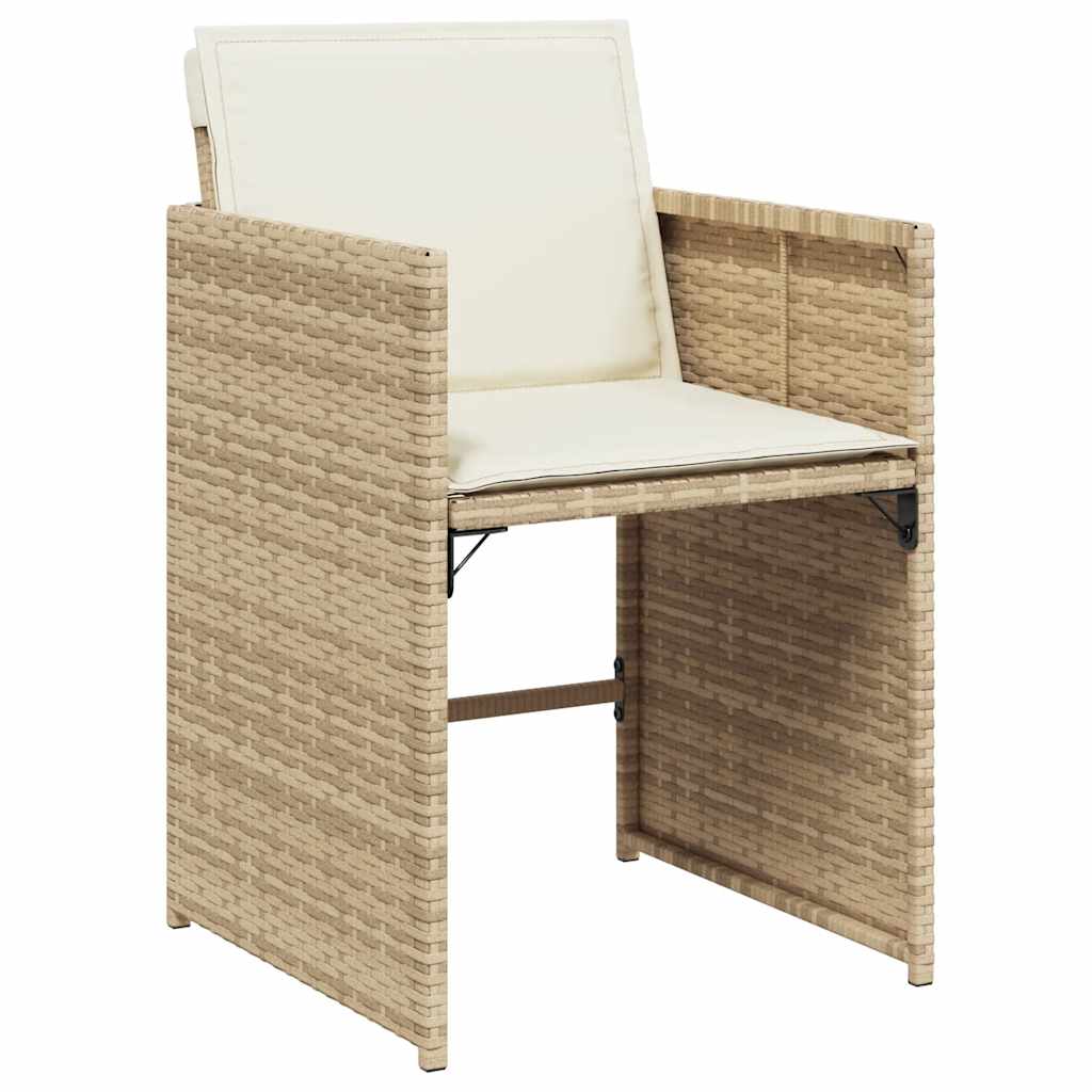 vidaXL Garden Dining Set | Beige with Cream White Cushions
