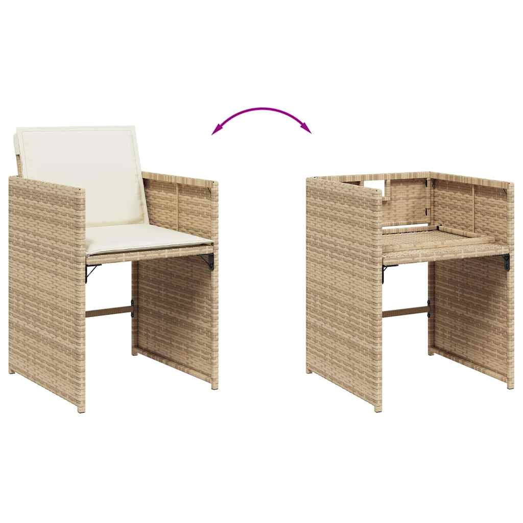 vidaXL 17 Piece Garden Dining Set with Cushions Beige Poly Rattan