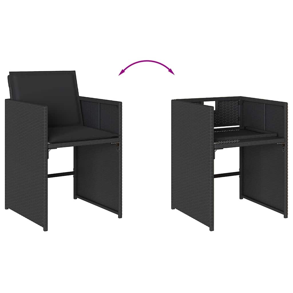 vidaXL Garden Dining Set | Black | Poly Rattan | 8-Seater | Foldable