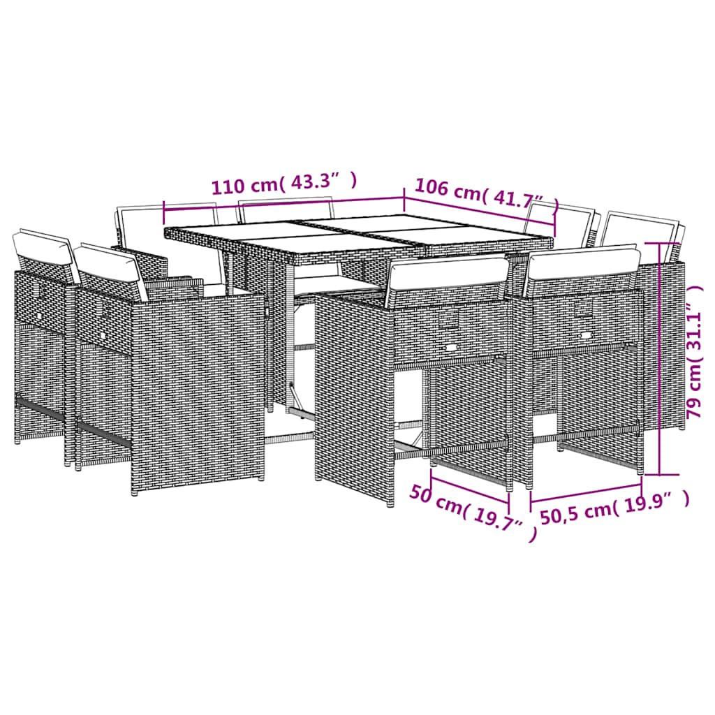 vidaXL Garden Dining Set | Grey, Dark Grey