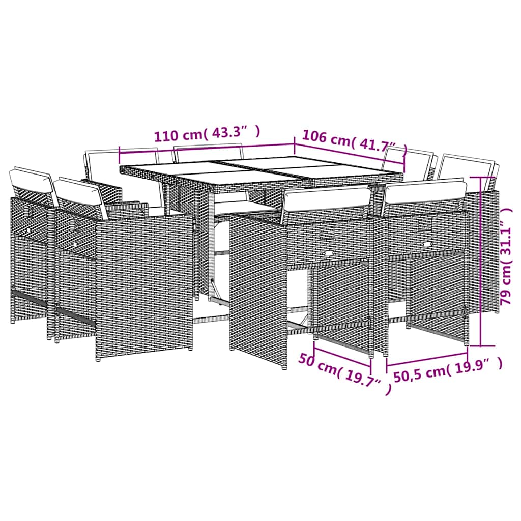 vidaXL Garden Dining Set | Beige, Black, Cream White