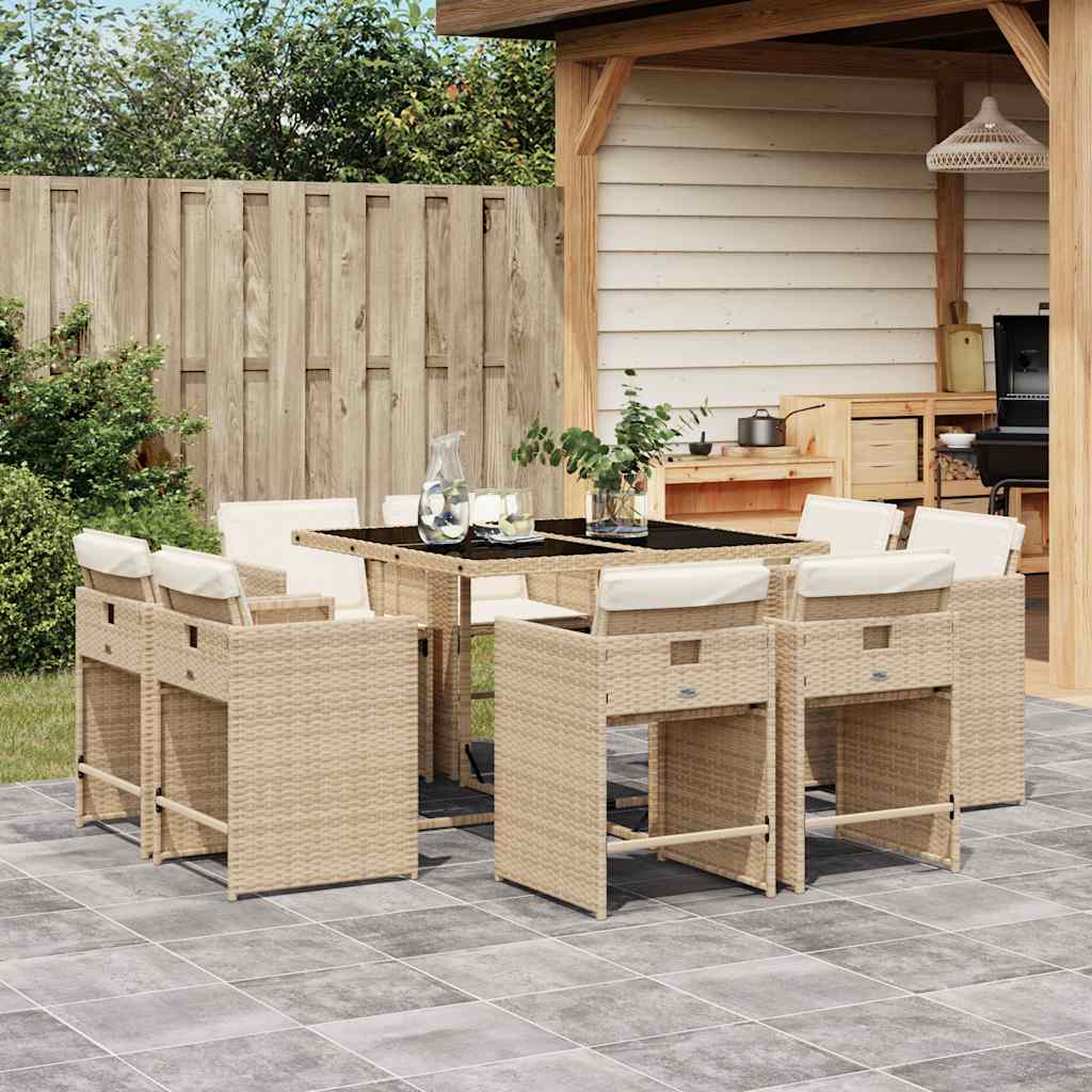 vidaXL Garden Dining Set | Beige, Black, Cream White