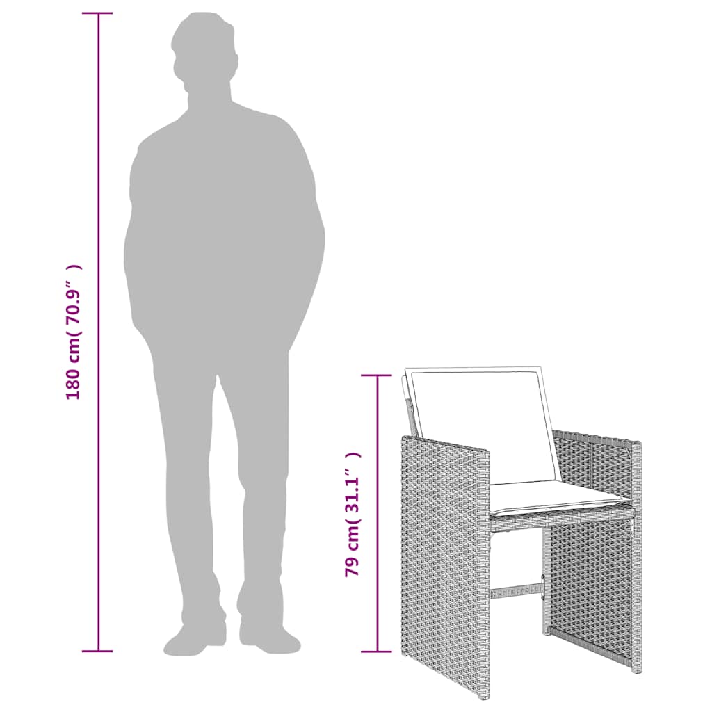 vidaXL 9 Piece Garden Dining Set with Cushions Light Grey Poly Rattan