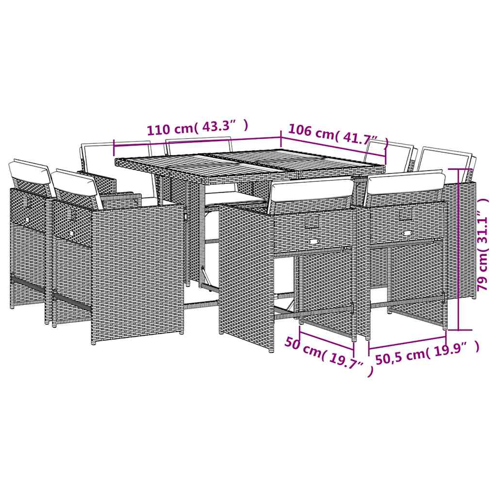 vidaXL Garden Dining Set | Grey, Brown, Dark Grey