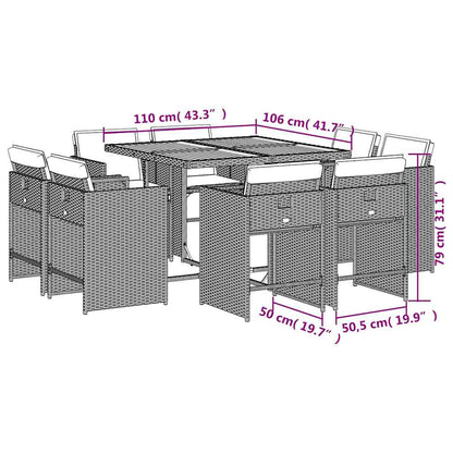 vidaXL Garden Dining Set | Grey, Brown, Dark Grey