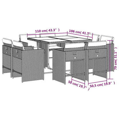 vidaXL Garden Dining Set | Black and Brown