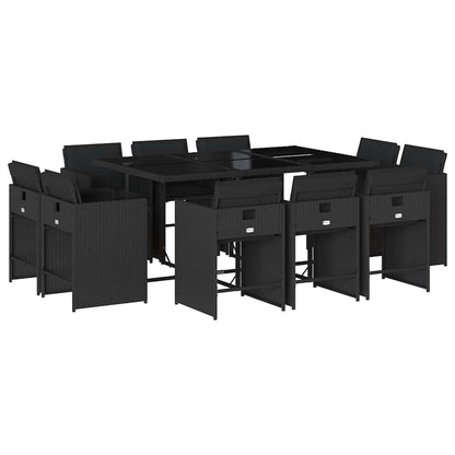vidaXL Garden Dining Set | Black | PE Rattan | Large | Foldable
