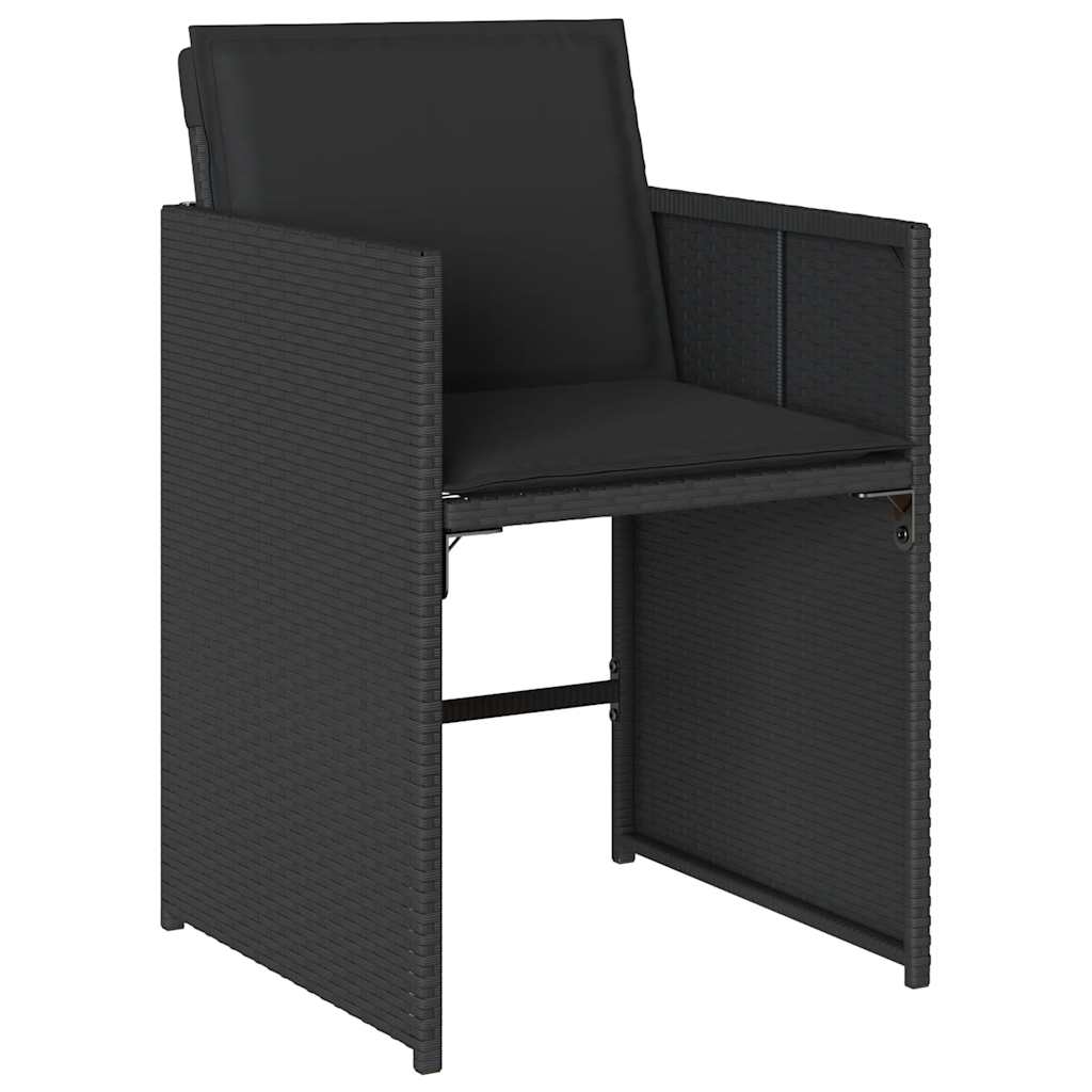 vidaXL Garden Dining Set | Black | PE Rattan | Large | Foldable