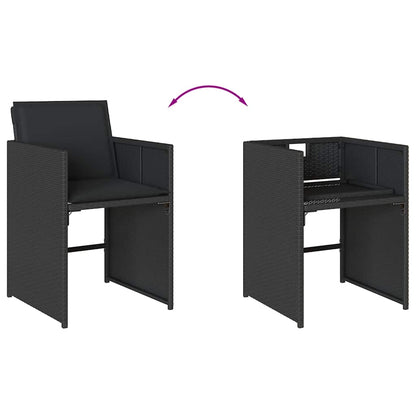 vidaXL Garden Dining Set | Black | PE Rattan | Large | Foldable