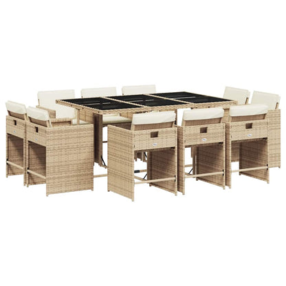 vidaXL Garden Dining Set | Beige | PE Rattan | 10-Seater | Collapsible