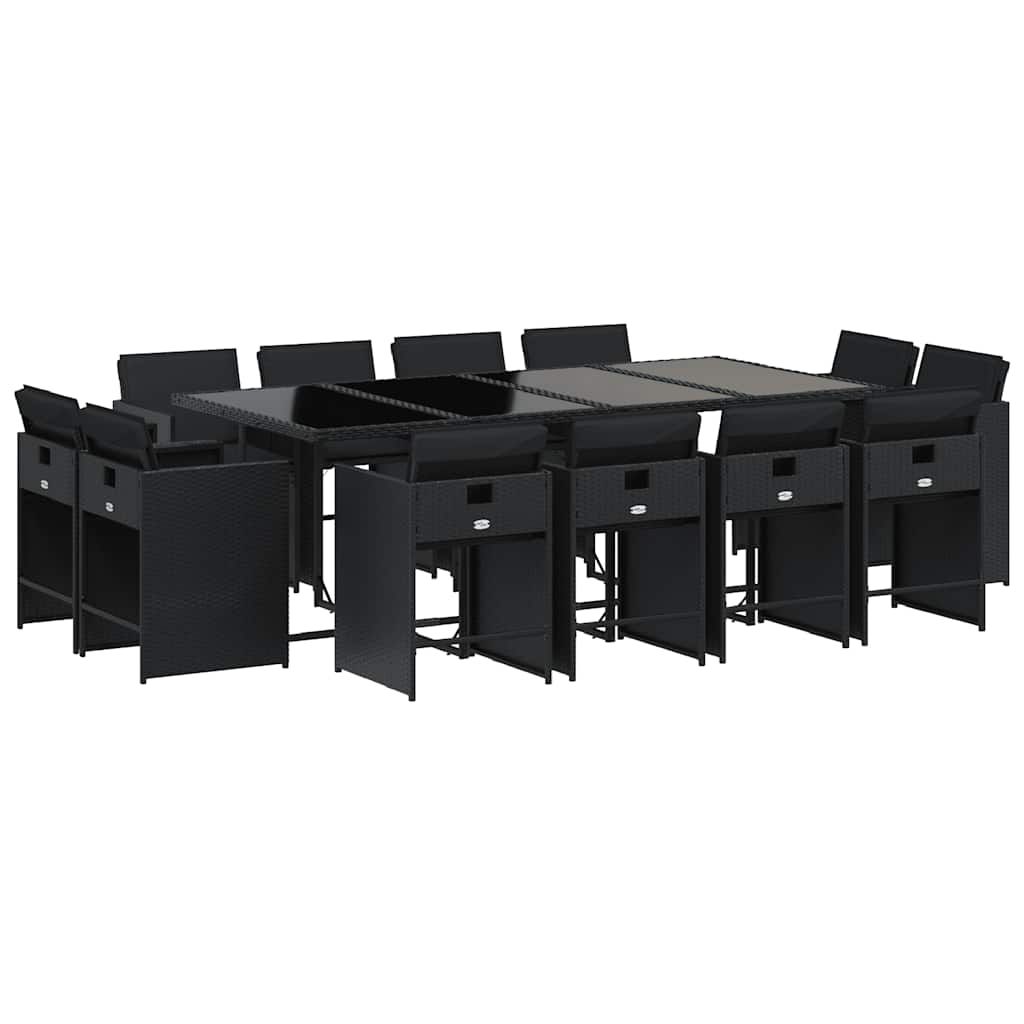 vidaXL Garden Dining Set | Black | PE rattan | Large | Foldable