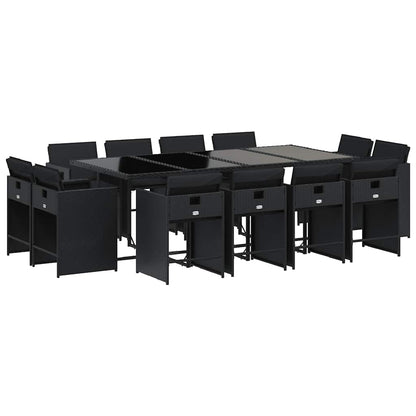 vidaXL Garden Dining Set | Black | PE rattan | Large | Foldable