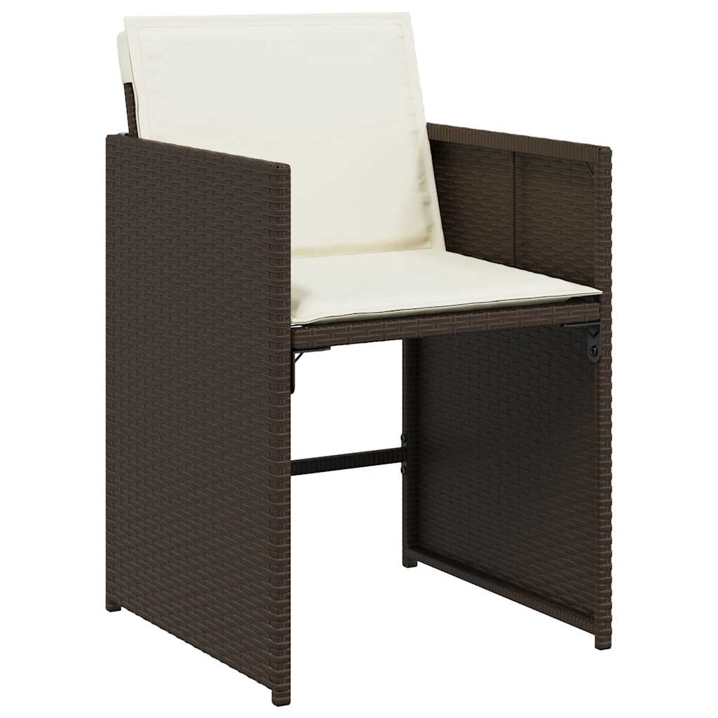vidaXL 13 Piece Garden Dining Set with Cushions Brown Poly Rattan