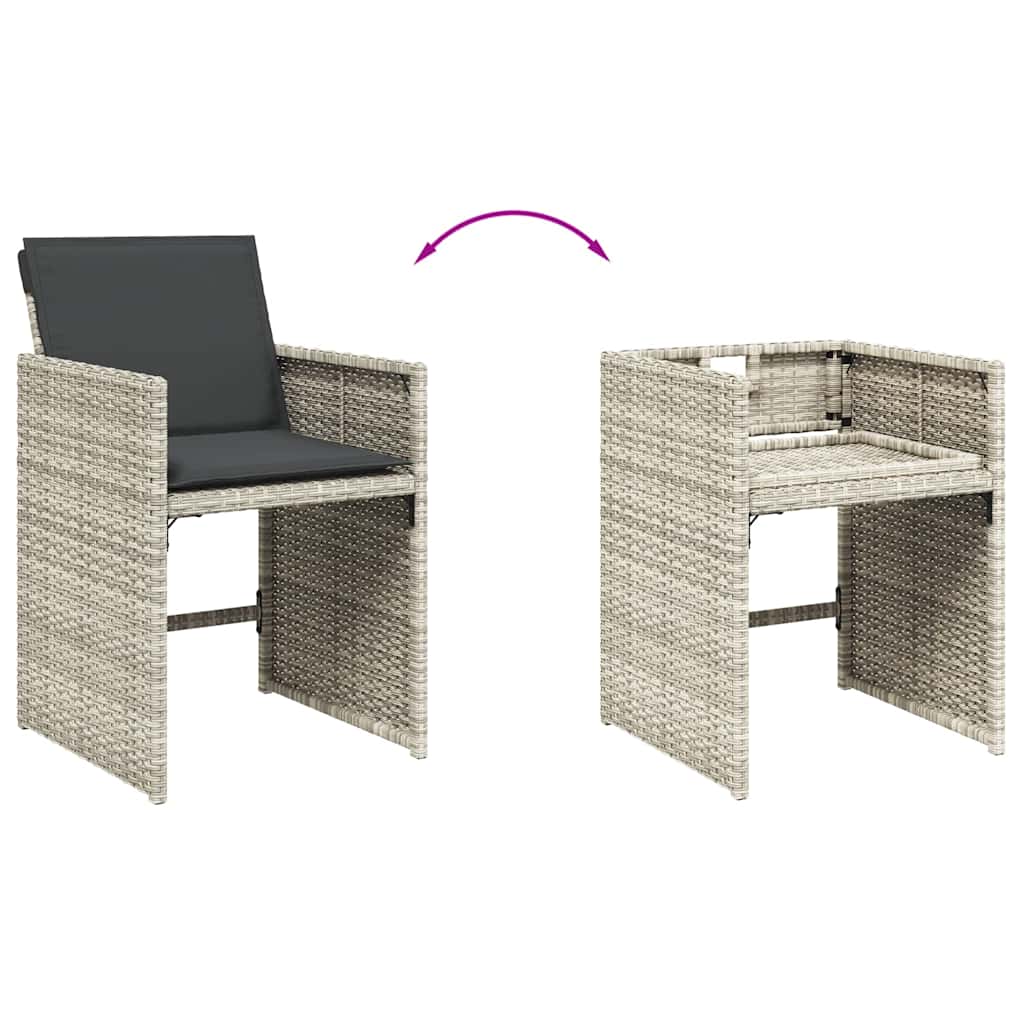 vidaXL 13 Piece Garden Dining Set with Cushions Light Grey Poly Rattan