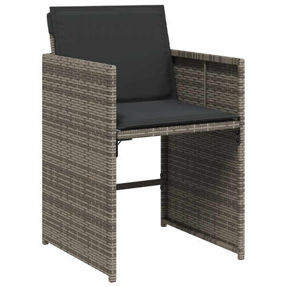 vidaXL 13 Piece Garden Dining Set with Cushions Grey Poly Rattan