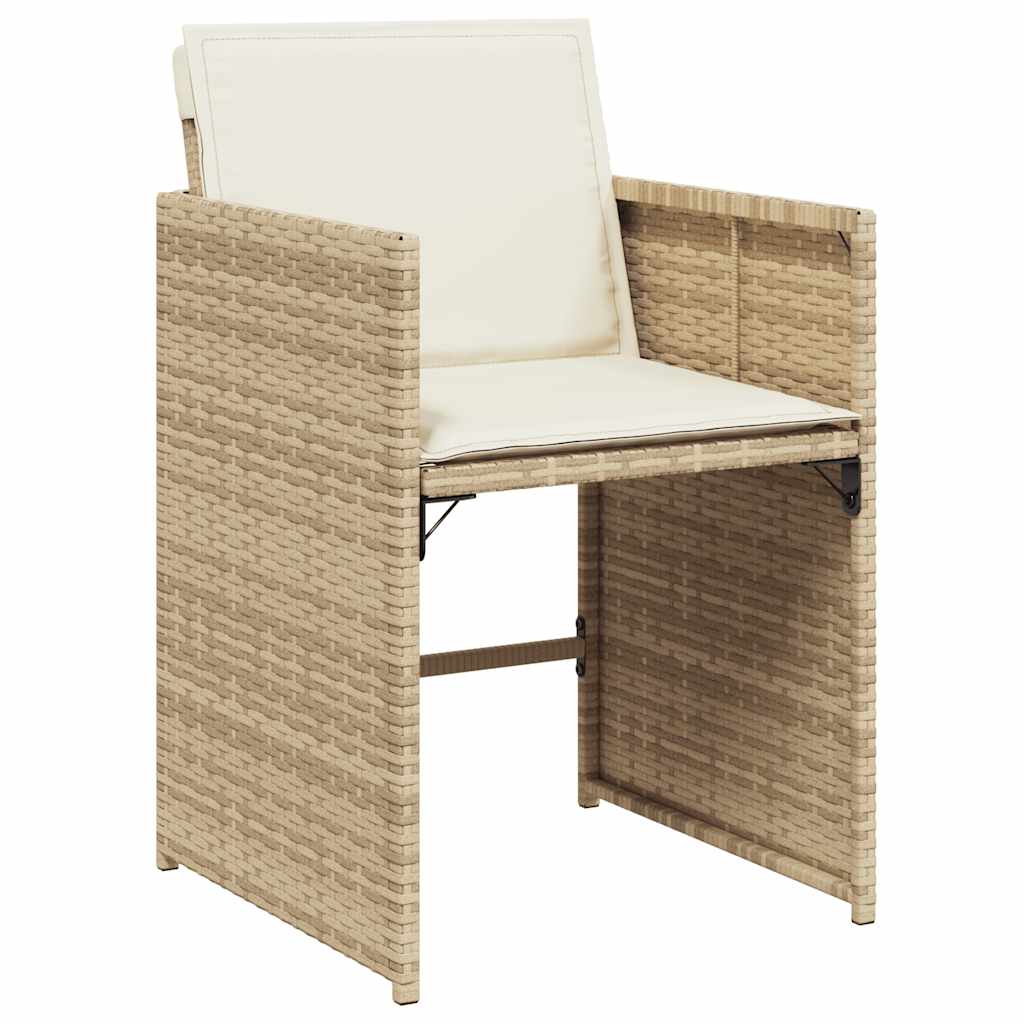 vidaXL 13 Piece Garden Dining Set with Cushions Beige Poly Rattan