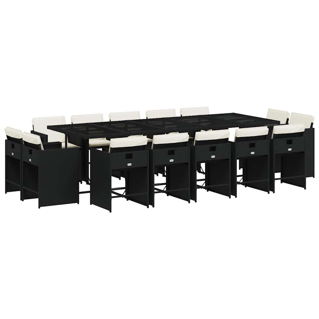 vidaXL Garden Dining Set | Black | PE rattan | 14-seater | Collapsible
