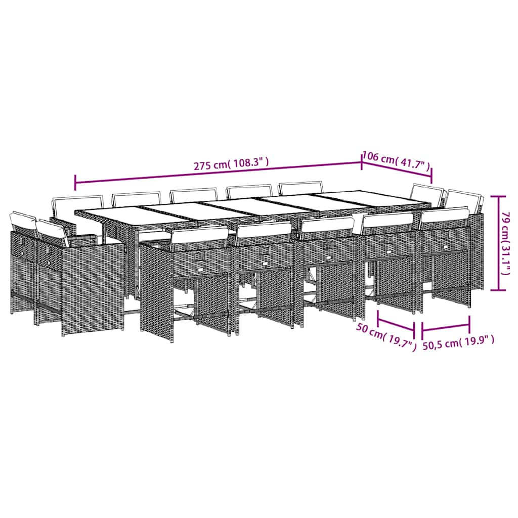 vidaXL Garden Dining Set | Grey, black, dark grey