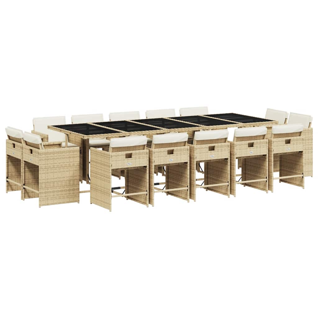 vidaXL Garden Dining Set | Beige | PE rattan | Large | Foldable