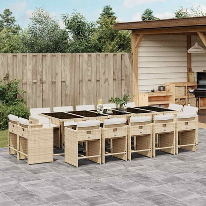 vidaXL Garden Dining Set | Beige | PE rattan | Large | Foldable