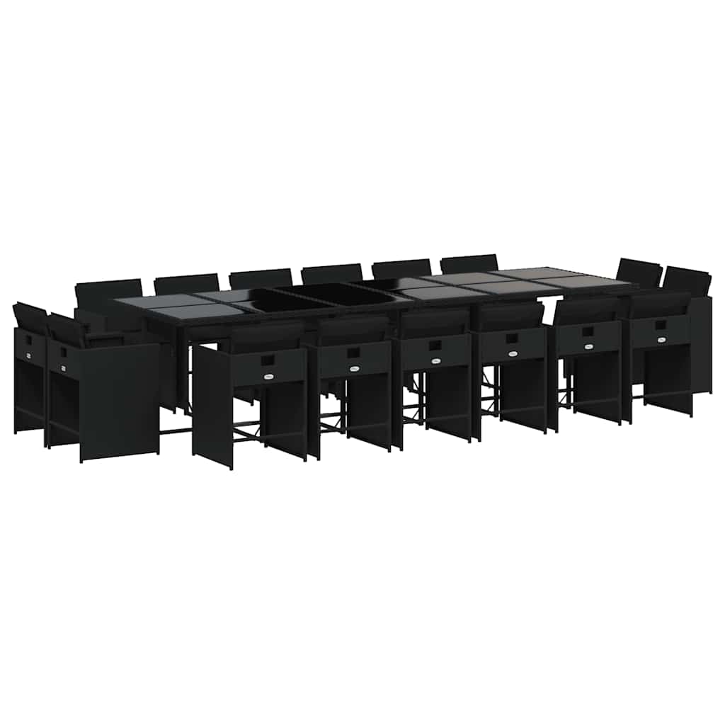 vidaXL Garden Dining Set | Black | PE rattan | Large | Foldable