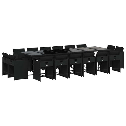 vidaXL Garden Dining Set | Black | PE rattan | Large | Foldable