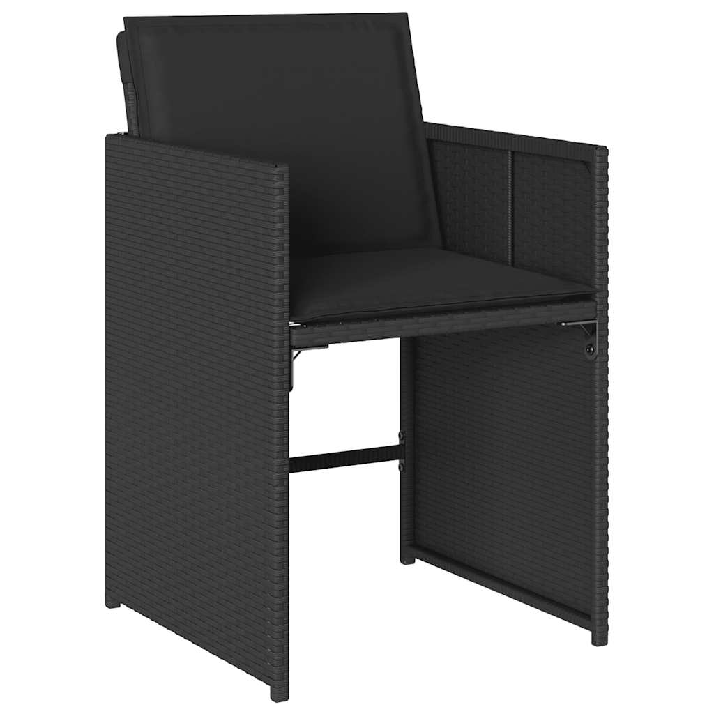 vidaXL Garden Dining Set | Black | PE rattan | Large | Foldable
