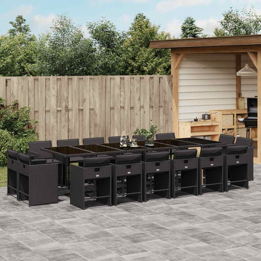 vidaXL Garden Dining Set | Black | PE rattan | Large | Foldable