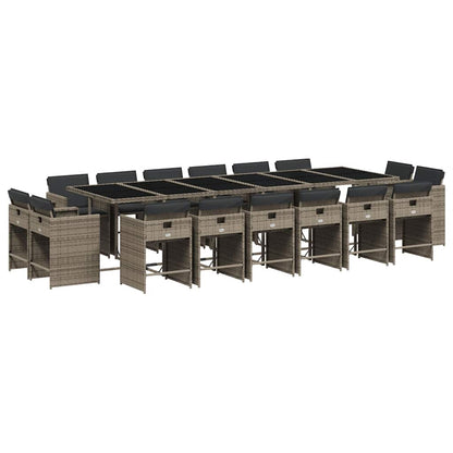 vidaXL Garden Dining Set | Grey | Poly Rattan | 16-seater | Foldable