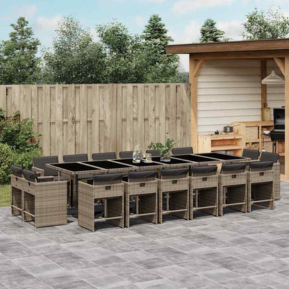 vidaXL Garden Dining Set | Grey | Poly Rattan | 16-seater | Foldable