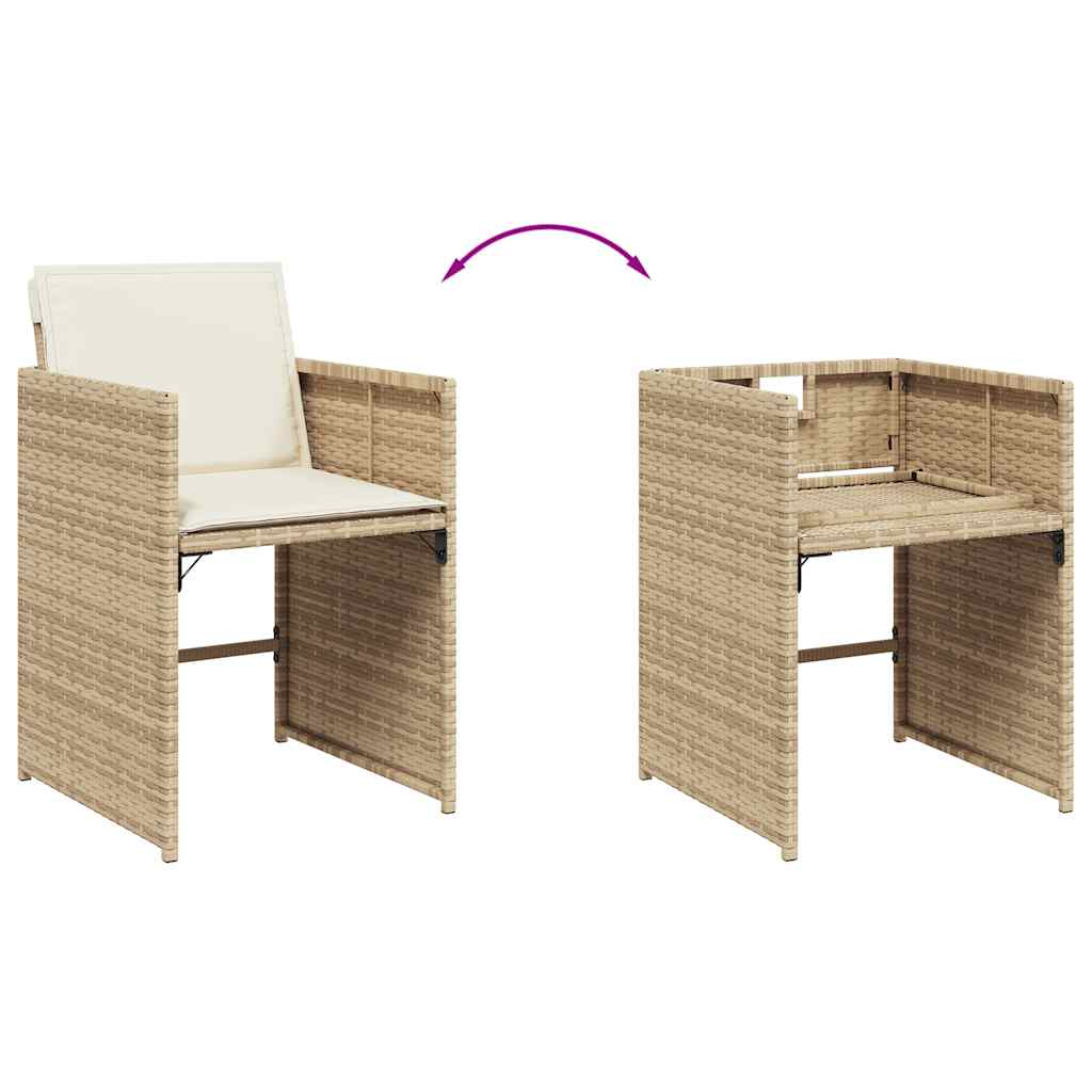 vidaXL 17 Piece Garden Dining Set with Cushions Beige Poly Rattan