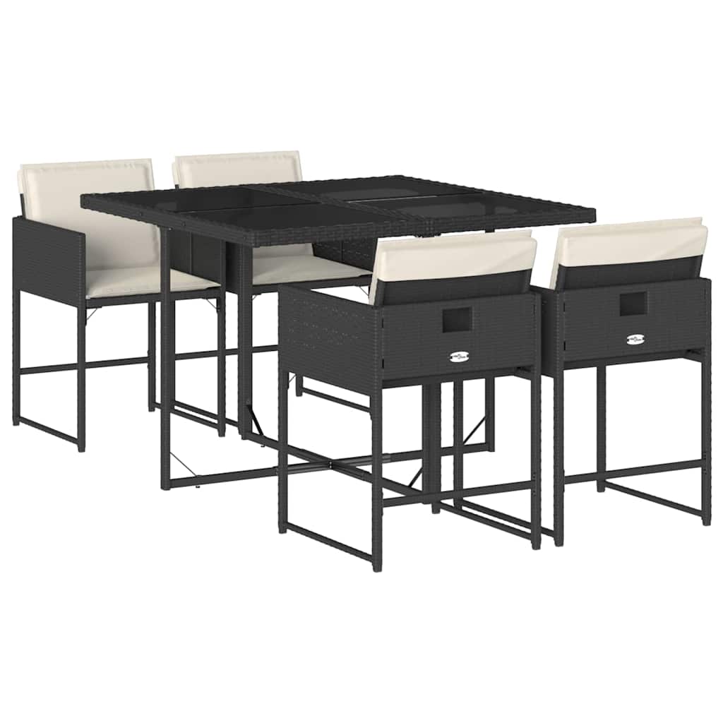 vidaXL Garden Dining Set | Black | PE rattan | 4-seater | Foldable