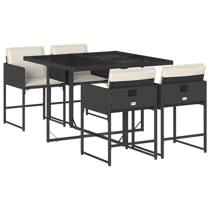 vidaXL Garden Dining Set | Black | PE rattan | 4-seater | Foldable