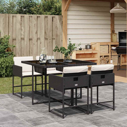 vidaXL Garden Dining Set | Black | PE rattan | 4-seater | Foldable