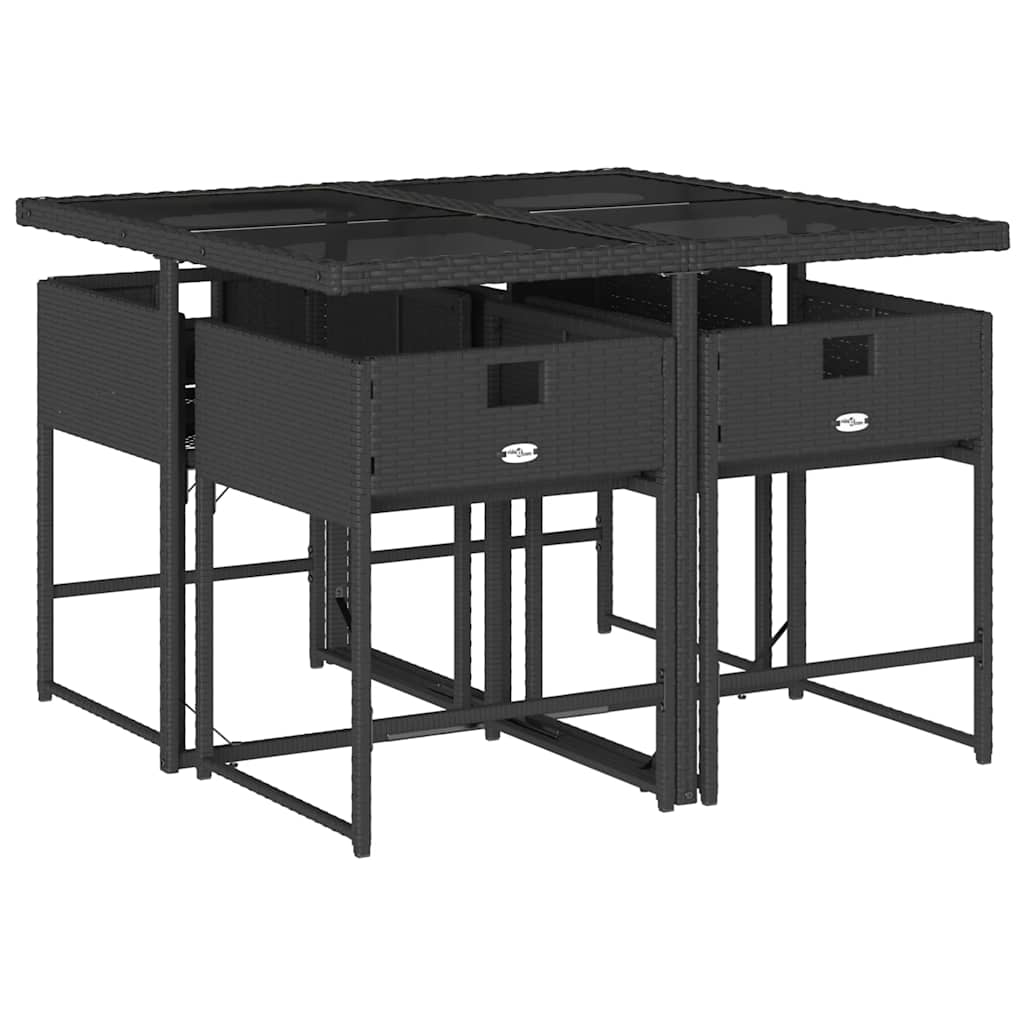 vidaXL Garden Dining Set | Black | PE Rattan | 4-seater |  Durable