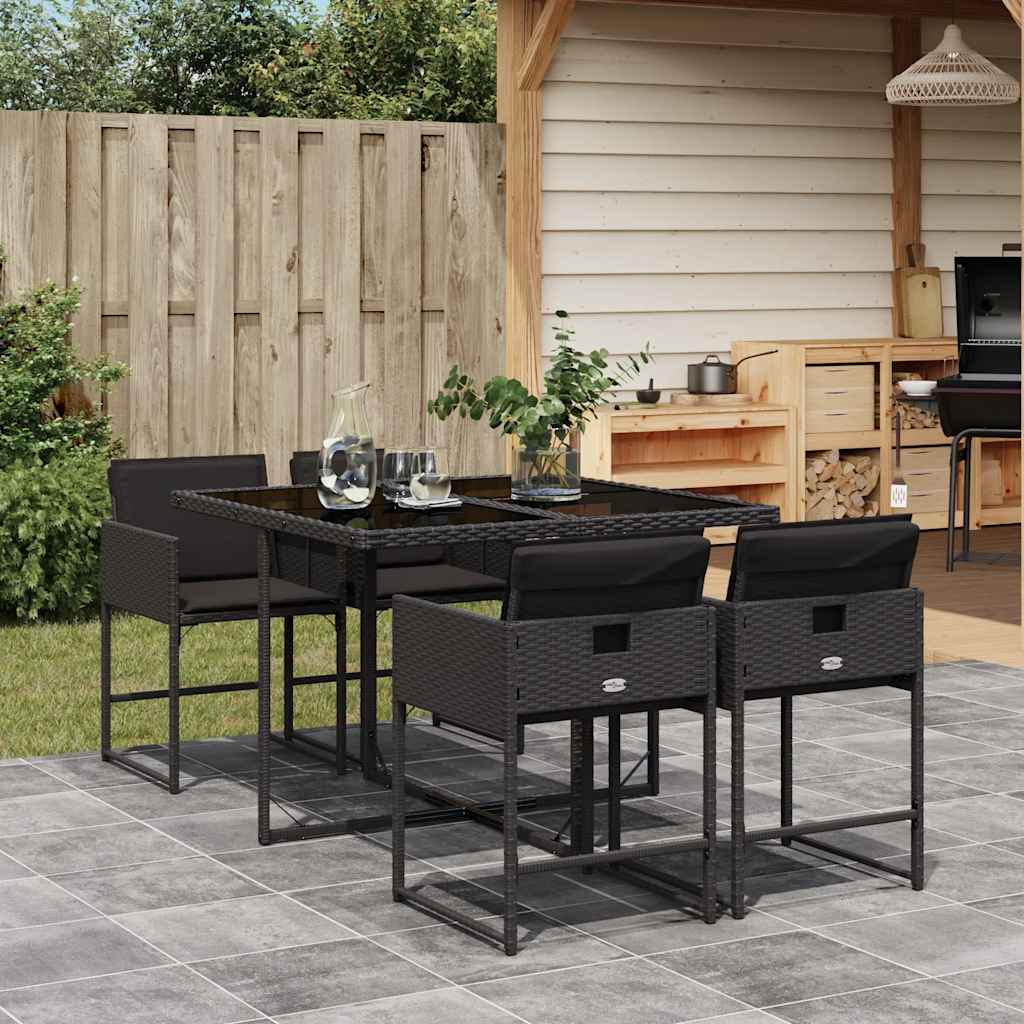 vidaXL Garden Dining Set | Black | PE Rattan | 4-seater |  Durable