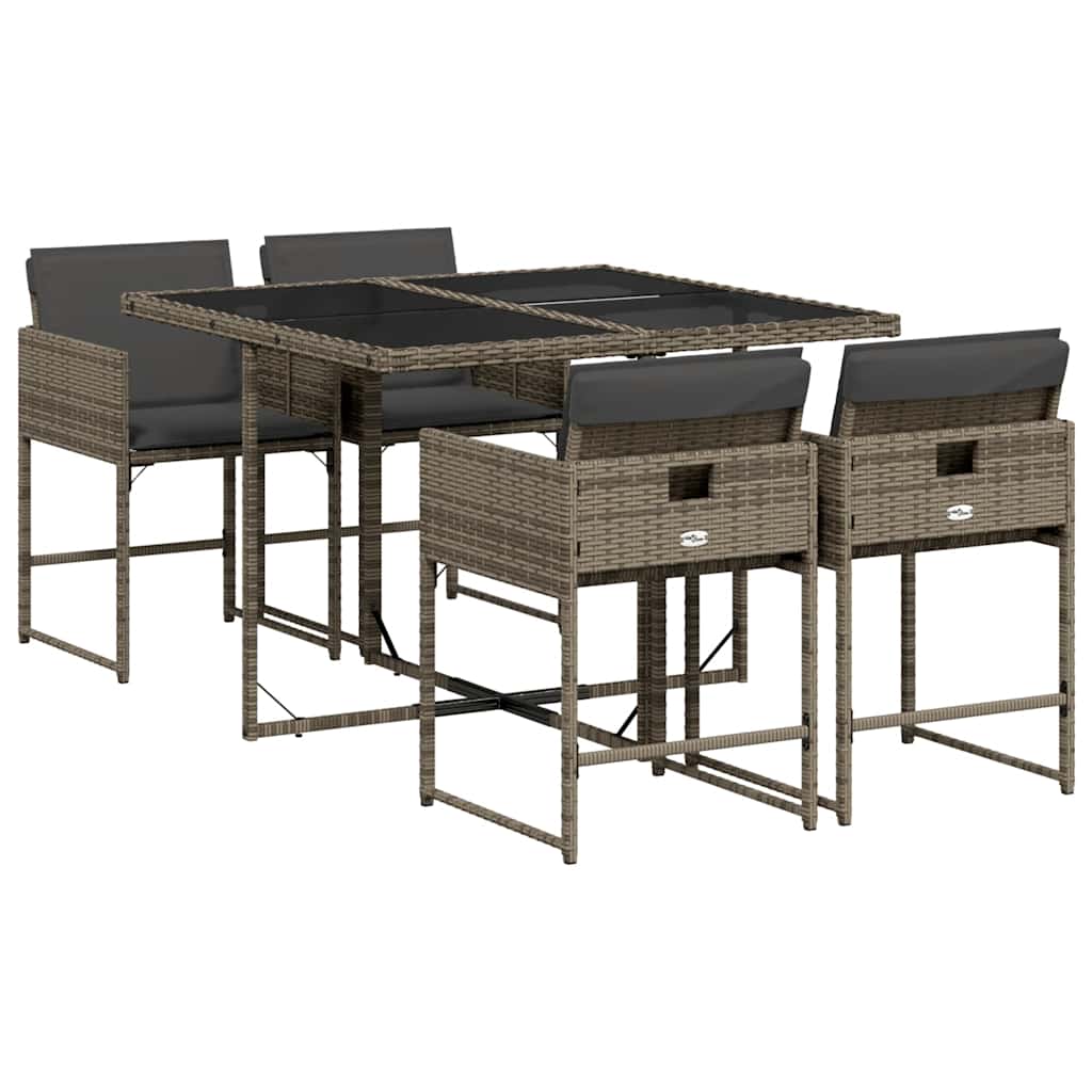 vidaXL Garden Dining Set | Grey | PE rattan | Compact | Removable Covers