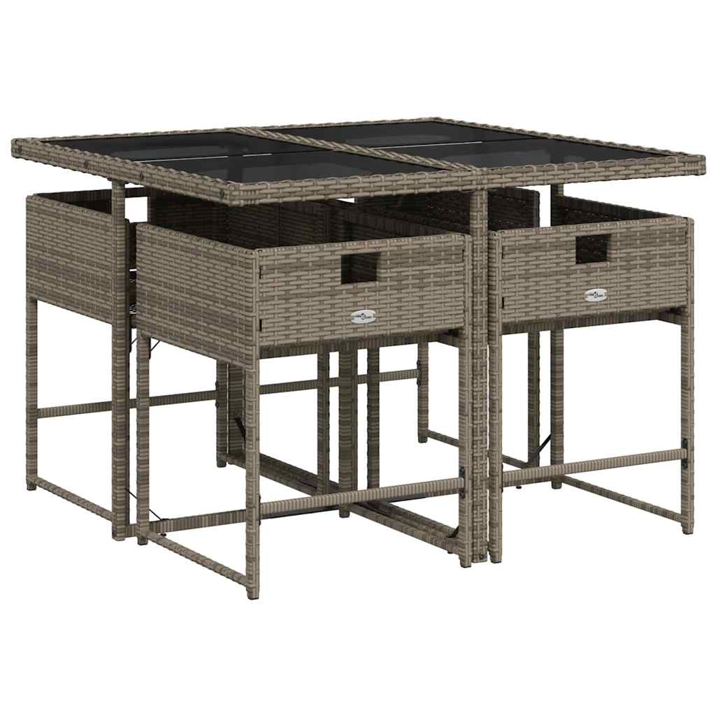 vidaXL Garden Dining Set | Grey | PE rattan | Compact | Removable Covers
