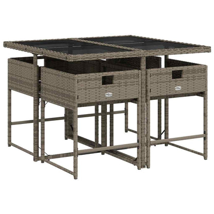 vidaXL Garden Dining Set | Grey | PE rattan | Compact | Removable Covers