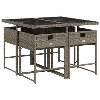 vidaXL 5 Piece Garden Dining Set with Cushions Grey Poly Rattan