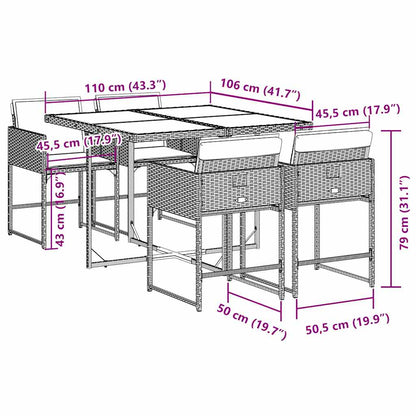 vidaXL Garden Dining Set | Grey | PE rattan | Compact | Removable Covers