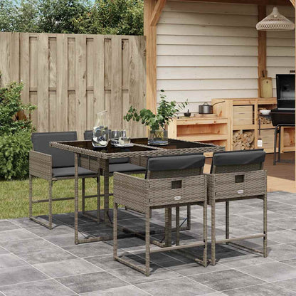 vidaXL Garden Dining Set | Grey | PE rattan | Compact | Removable Covers